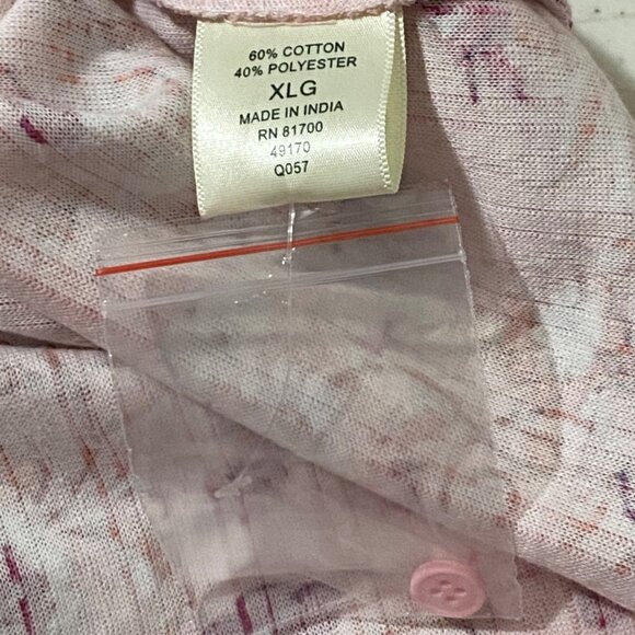 Vintage Womens Bloomcore Henley Top XL Pink Grandmacore Floral Print Spring - Picture 5 of 6